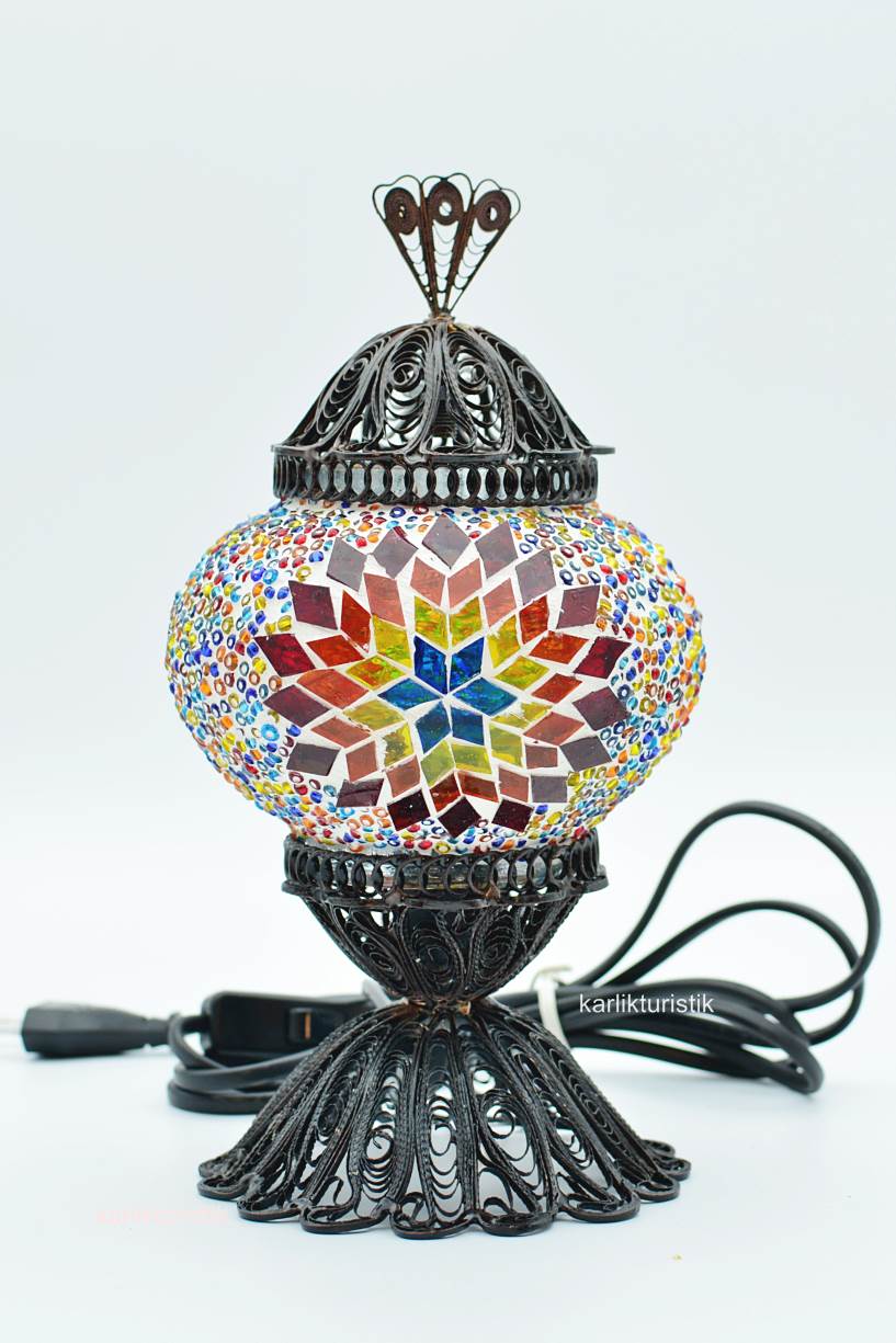 Mozaik Lamba,Bakır Telkari Masa Üstü Aydınlatma No2 1