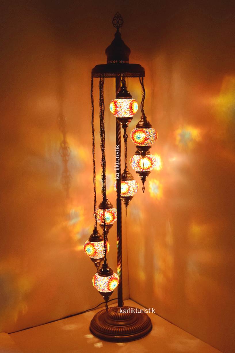 Mozaik Lambader Ayaklı 7 i Köşe Lambası Otantik Lamba2