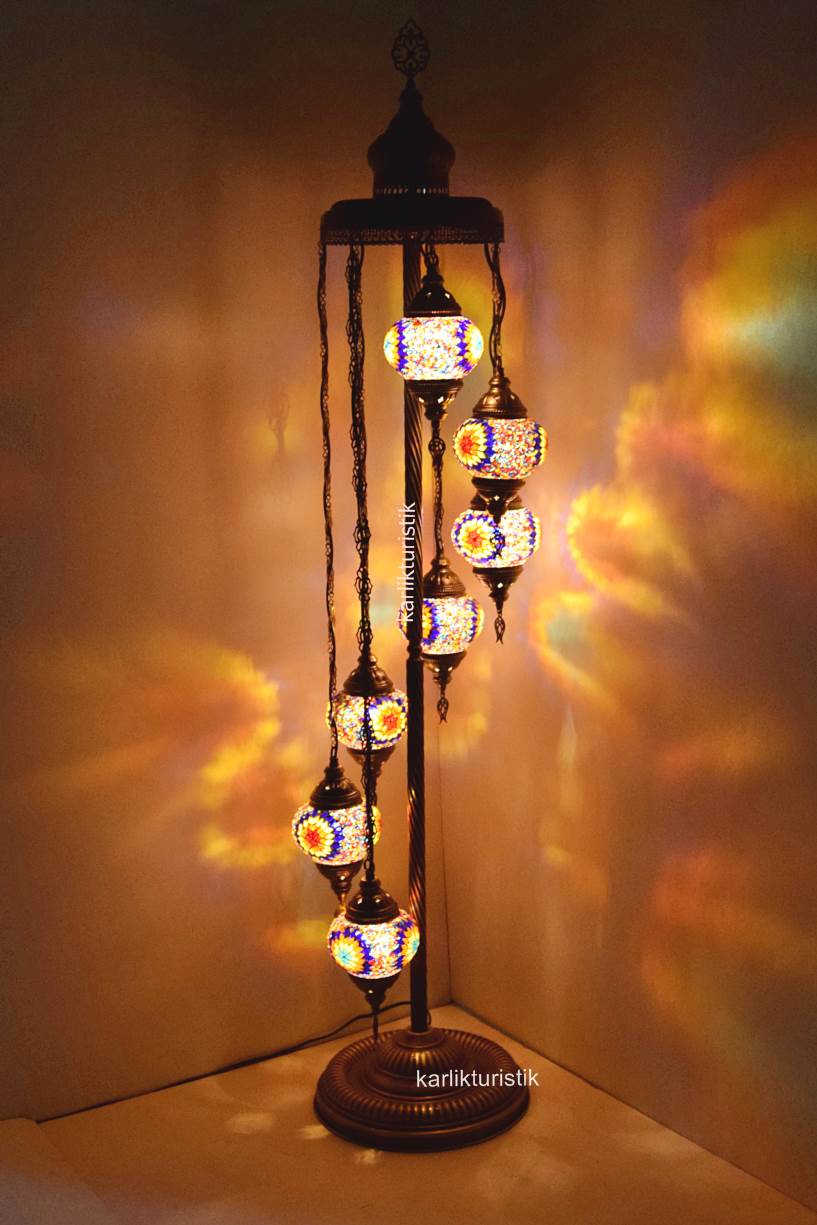 Mozaik Lambader Ayaklı 7 i Köşe Lambası Otantik Lamba3