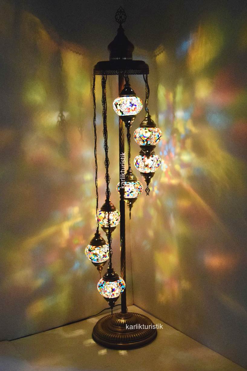 Mozaik Lambader Ayaklı 7 i Köşe Lambası Otantik Lamba4