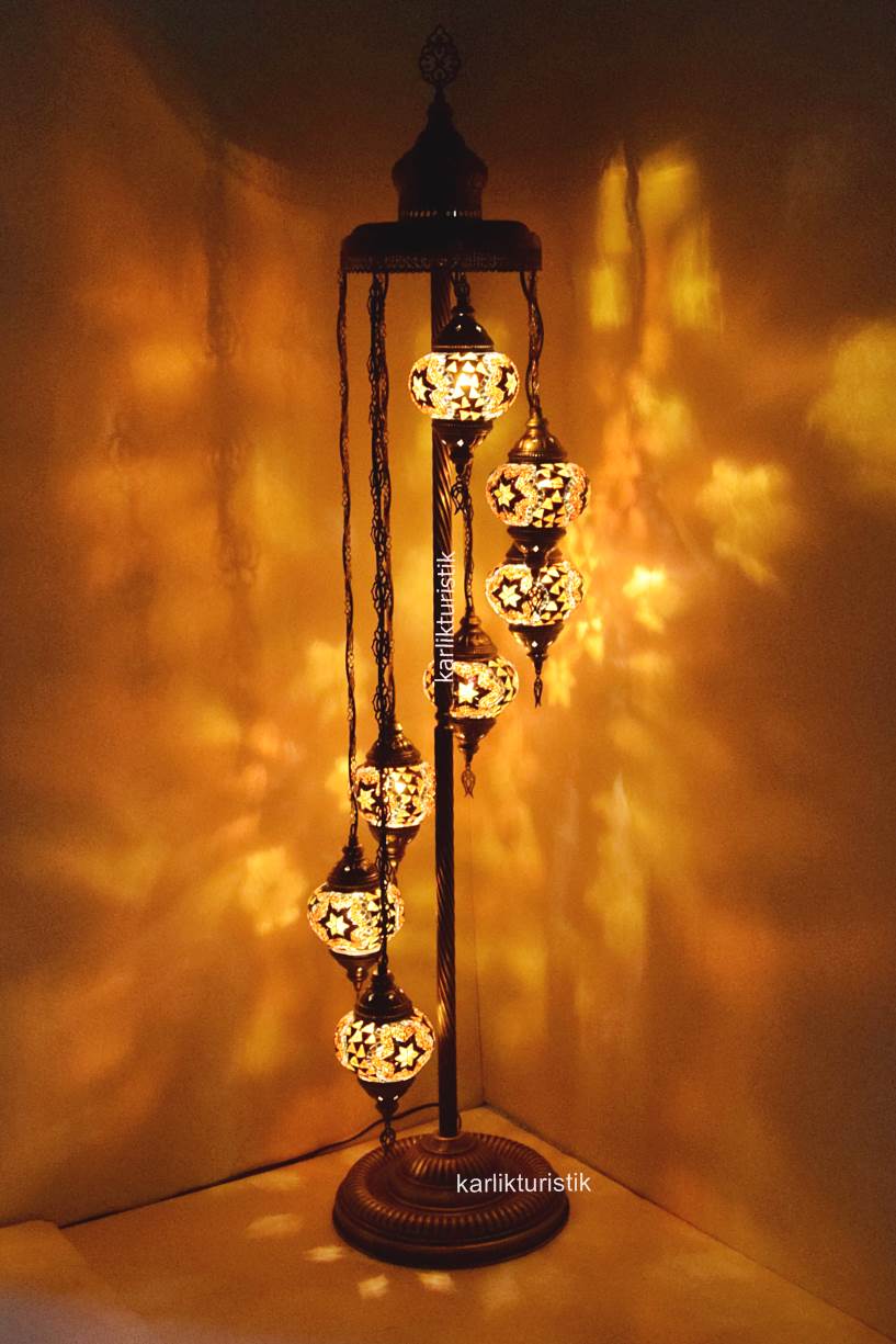 Mozaik Lambader Ayaklı 7 i Köşe Lambası Otantik Lamba5