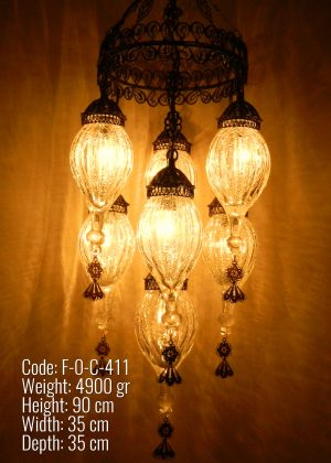 Osmanlı Lamba 7'li Küçük Çekme Set Avize - F-0-C-411