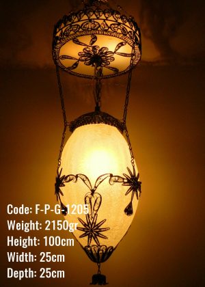 Plafonyer Plexi Glass Osmanlı Telkari Kavun Cam Avize - F-P-G-1205