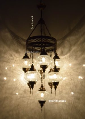 Geleneksel Avize,Türkiye'den El Yapımı Türk Lambası 9 Kırık Cam,Ev aydınlatmaları,Dekor Lambalar,Türkçe Avize 8+1 I-S-C-5311