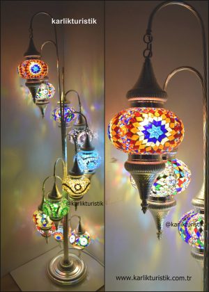 Bohem Stili Eskitme Köşe Lambaları, Mozaik ev lambası, Sanat Dekoru Özel Gümüş Renk 11 Büyük Cam