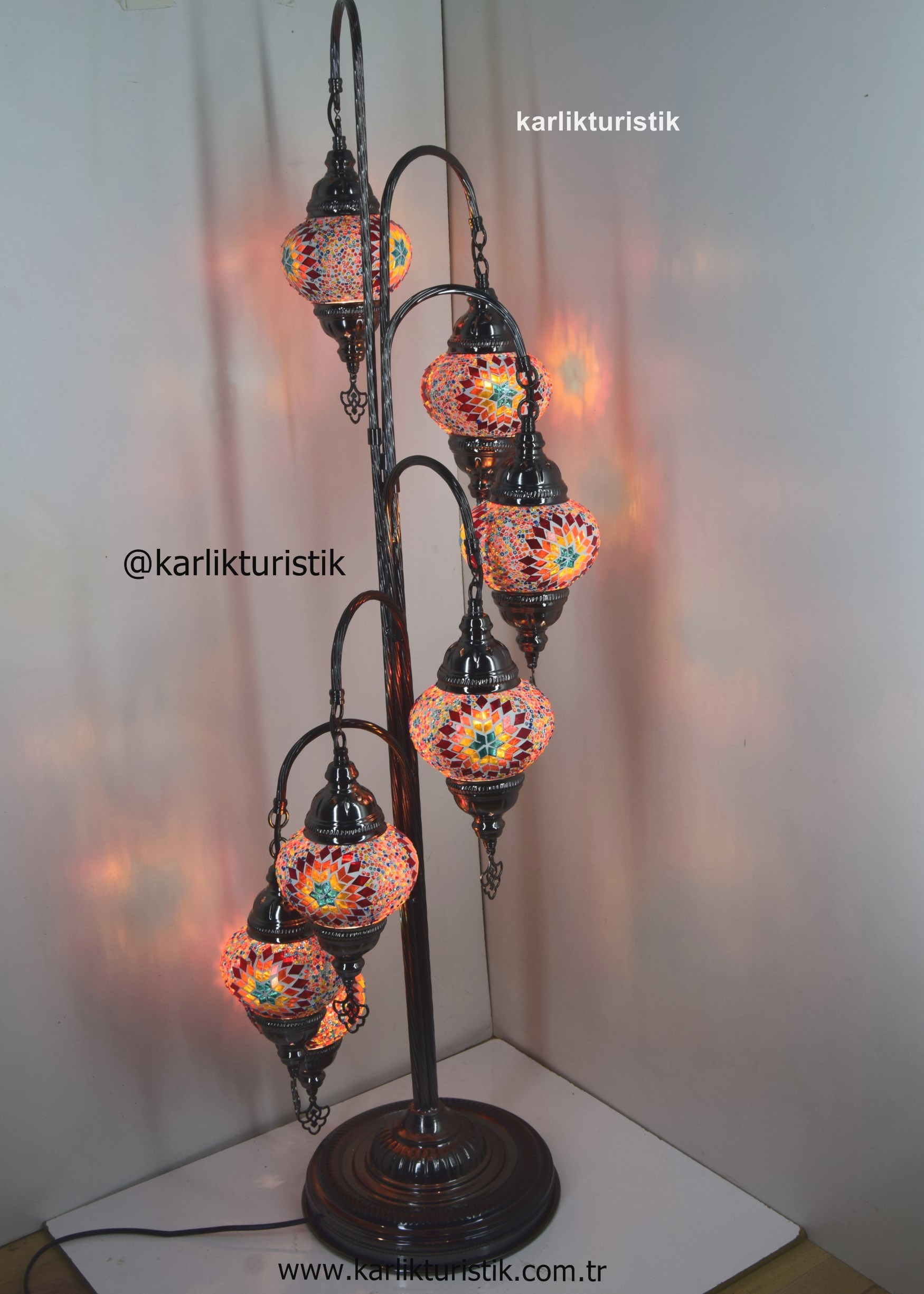 otantik 7 li lambader füme kaplama ,osmanlı tarzı köşe lambası dekoratif aydınlatma105