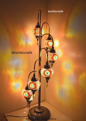Mozaik Lamba ,Füme Renk Kaplama,Türk Köşe Lambası,Ayak Lambası El Yapımı Fas,Türk Işıkları Yer Lambası,7 li LAMBADER