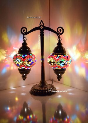 Mozaik Masa Lambası, Dekoratif Hediyelik ABAJUR, Türk Lambaları Adalet , Adalet Terazi Stili El Yapımı Lamba