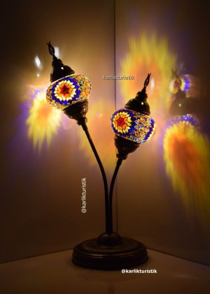 Hediyelik Eşya Mozaik masa lambası abajur lale tarzı dekoratif abajur ev aydınlatması