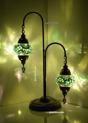 Mozaik masa lambası Çift Camlı, Türk Abajur Lamba, Tiffany Lamba, Ayaklı Lamba El Yapımı Zemin Lambası I-S-T-5024