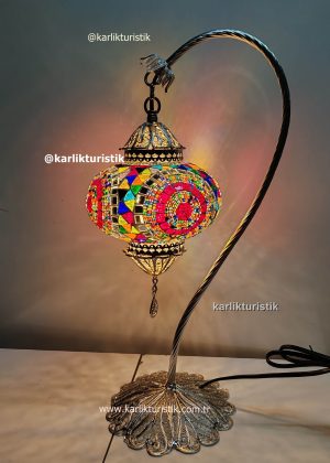 Mozaik Lambalar Sanat Dekoratif Ev Işıkları, Hediye Lamba El Yapımı Bakır TELKARİ - F-T-235 GÜMÜŞ KAPLAMALI