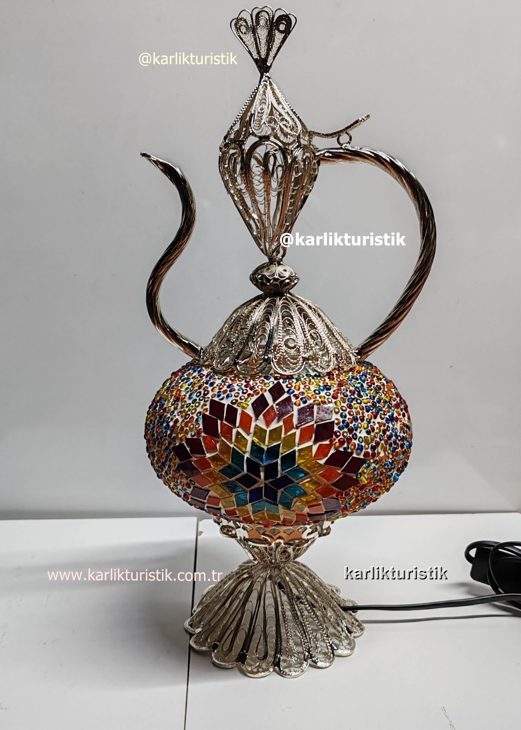 telkari sanatı mozaik ibrik gümüş kaplama12