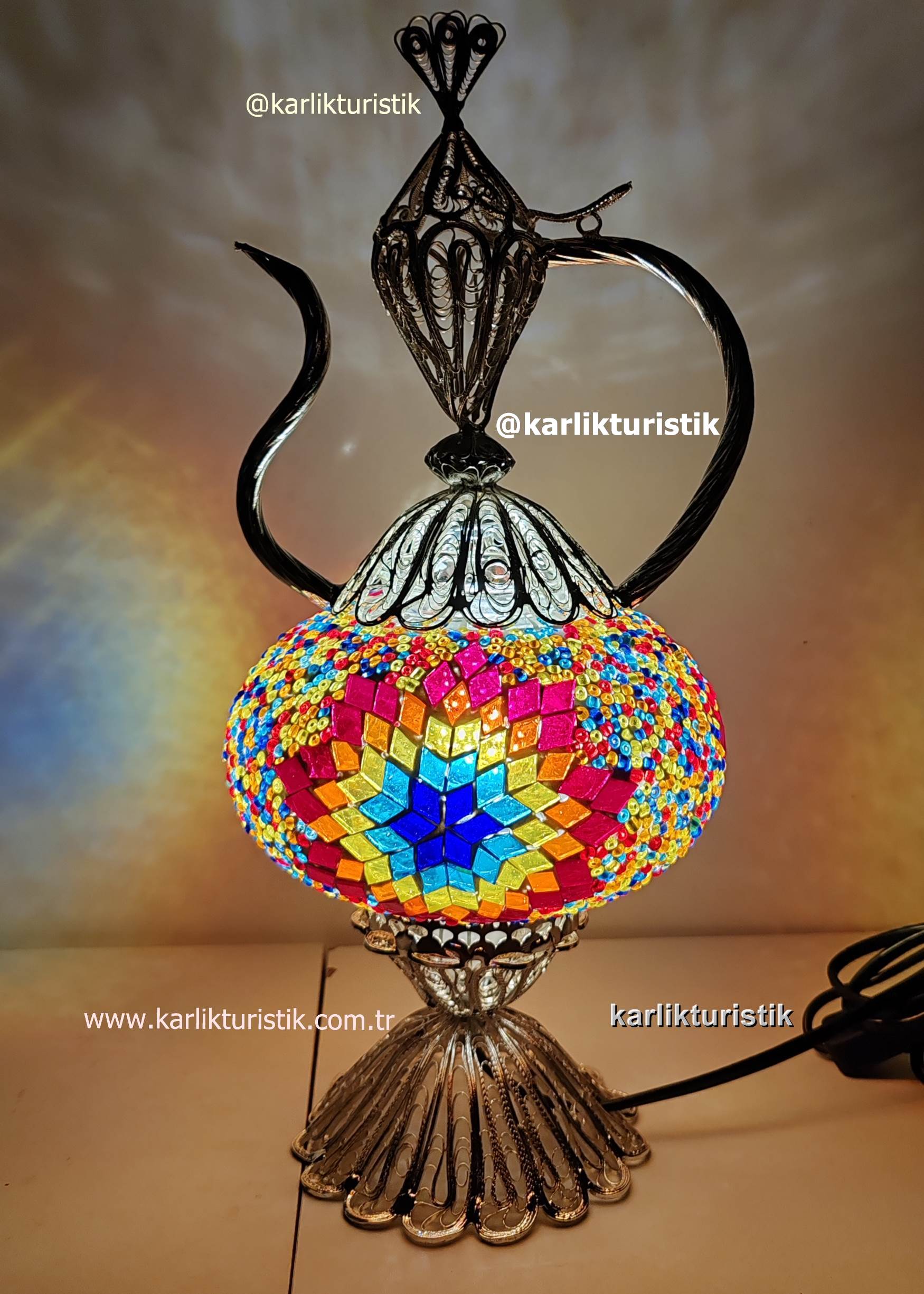 telkari sanatı mozaik ibrik gümüş kaplama13