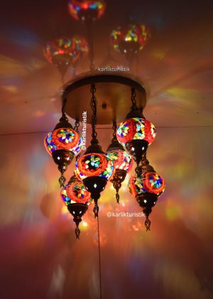 Avize Lamba Gömme Montajlı Tavan Armatürü 6 camlı ElYapımı Küçük ev için Dekoratif tarz Otel Avizesi,mozaik lamba, türk yapımı otantik aydınlatma