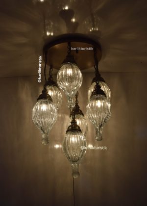 Avize Lamba Tavan Armatürü 6+1 üfleme camlı Dekoratif tarz Ev-Otel Avizesi, türk yapımı avize