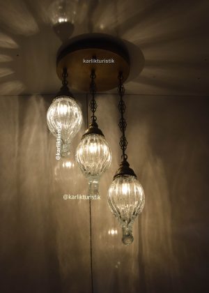 simetrik avize modelleri 3 lü tavana gömme oda aydınlatma sarkıt lamba decoratif üfleme camlı
