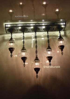 benzersiz mutfak adası aydınlatması, orijinal ev sarkıt avize, otantik lamba 5 li Pyreks camlı dikdörtgen avize