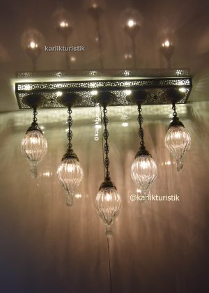 benzersiz mutfak adası aydınlatması, orijinal ev sarkıt avize, otantik lamba 5 li Üfleme damla camlı dikdörtgen avize