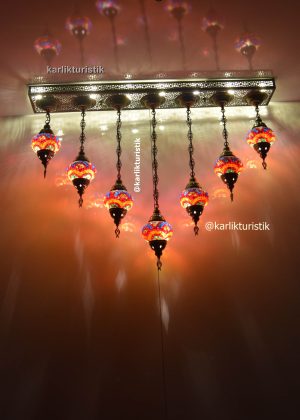 benzersiz mutfak adası aydınlatması, orijinal ev sarkıt avize, otantik lamba 7 parçalı dikdörtgen avize mozaik cam