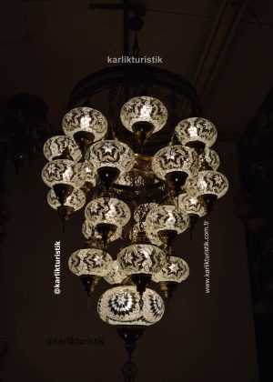 Büyük Mozaik Avize Sarkıt Otel Restoran Lambaları ,Kafe ,Dükkan ,ev, asmalı  avizeler 25 camlı
