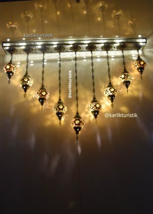 benzersiz mutfak adası aydınlatması, orijinal ev sarkıt avize, otantik lamba 9 mozaik camlı dikdörtgen avize