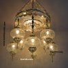 aydınlatma avizeleri dekoraitf özel şık hotel  avizeleri 8 camlı türk otantik lambalar bakır el işi tekari gümüş kaplama
